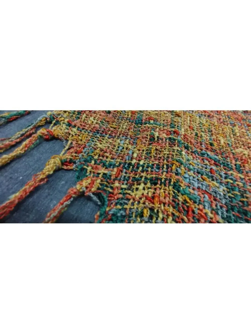 Vintage Bohemian Scarf Earth Multicolor Rayon Fringe Wrap Triangle Scarf UNISEX